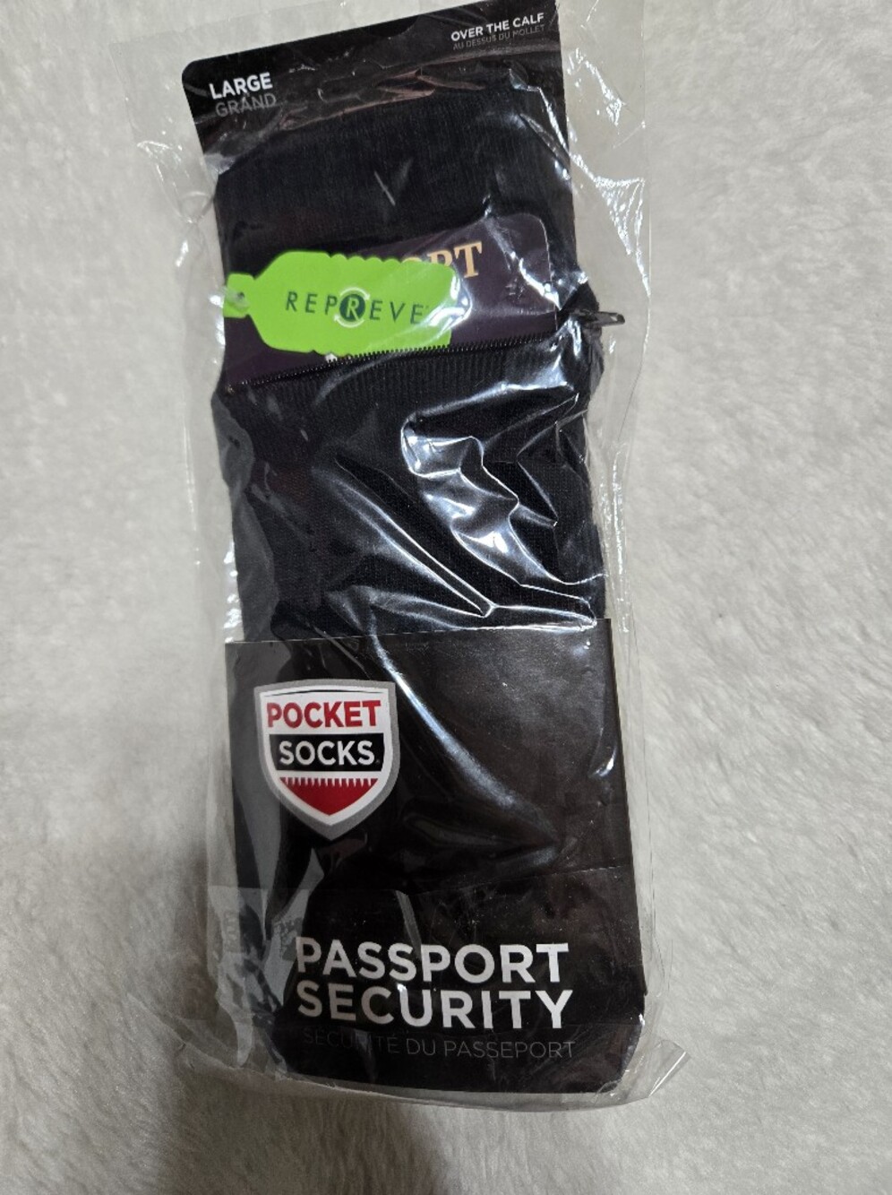 Pocket Socks Over The Calf Passport Security Zipper Pocket Socks NIP 1 Pair